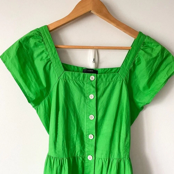 J. Crew 100% Cotton Button Front Shirt Dress Green Size 4 - Picture 5 of 9